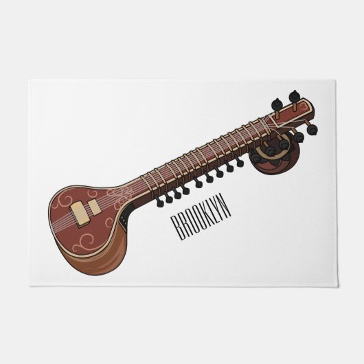 Paillasson Illustration de dessin de Sitar (Devant)
