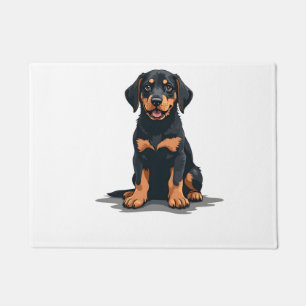 Paillasson Illustration de dos de chien noir et bronzé vintag