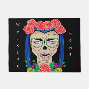 Paillasson Illustration de fille Zombie avec une couronne ros