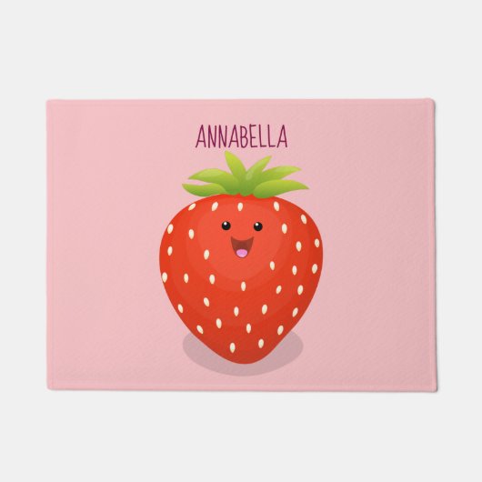 Paillasson Illustration de la fraise Cute kawaii (Devant)