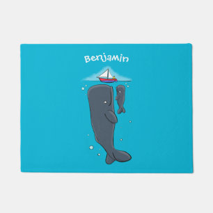 Paillasson Illustration de mignons baleines et voiliers