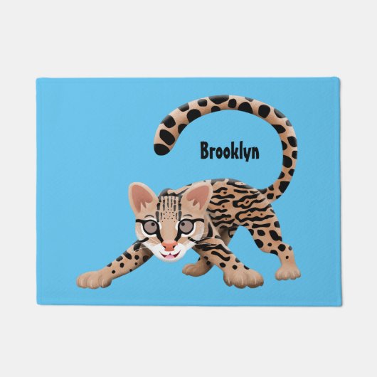 Paillasson Illustration d'ocelot mignon (Devant)