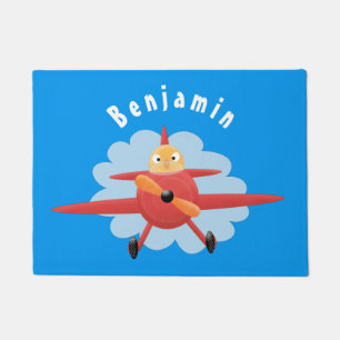 Paillasson Illustration d'un avion rouge volant mignon