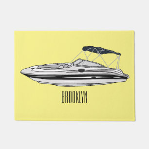 Paillasson Illustration d'un bateau à moteur