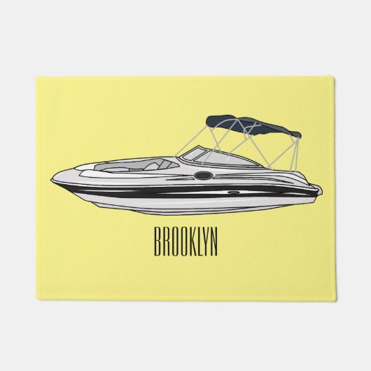 Paillasson Illustration d'un bateau à moteur (Devant)