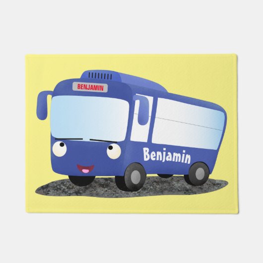 Paillasson Illustration d'un bus moderne bleu mignon (Devant)