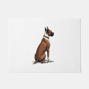 Paillasson Illustration d'un chien Boxer vintage vu de dos Br