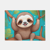 Paillasson Illustration d'un paresseux mignon dans un arbre (Devant)