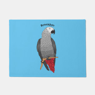 Paillasson Illustration d'un perroquet gris en Afrique