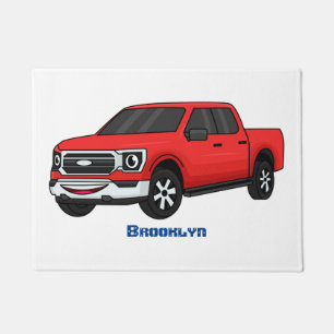 Paillasson Illustration d'une camionnette rouge mou