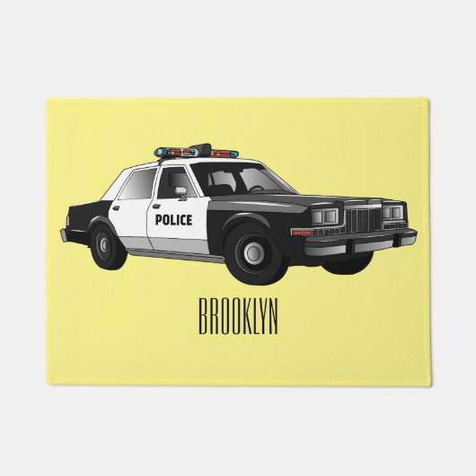Paillasson Illustration d'une voiture de police (Devant)