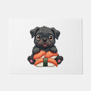 Paillasson Illustration vectorielle de sushi de pug noir mign