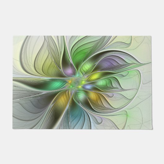Paillasson Imaginaire coloré Fleur moderne Abstrait Fractal (Devant)