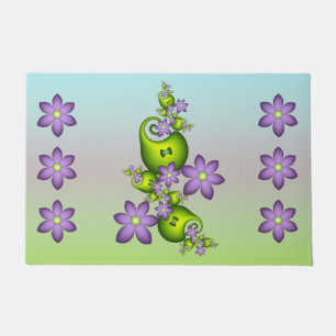 Paillasson Imaginaire Floral Fleurs Lilac Formes vertes Fract