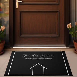 Paillasson Immobilier Open House Noir Blanc Monogramme