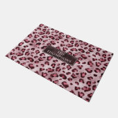 Paillasson Impression d'animal léopard rose avec faux feuille (Incliné)