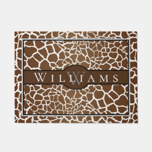 Paillasson Impression de girafe avec nom et monogramme