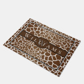 Paillasson Impression de girafe avec nom et monogramme (Incliné)