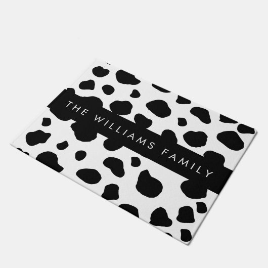 Paillasson Impression De Vache, Spots De Vache, Noir Et Blanc (Incliné)