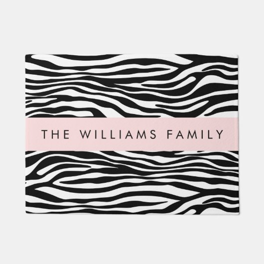 Paillasson Impression Zèbre, Grilles, Noir Et Blanc, Votre No (Devant)