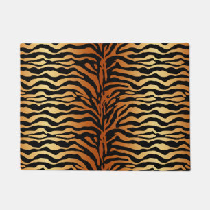 Paillasson Imprimé animal rayures de tigre, ambre, noir et br