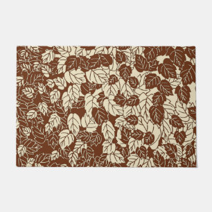 Paillasson imprimé feuille japonaise, tan de teint et beige