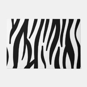 Paillasson imprimé zèbre noir blanc