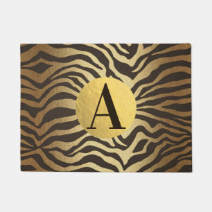 Paillasson Imprimé Zèbre Peau d'Animal Moderne Glam Or Chic