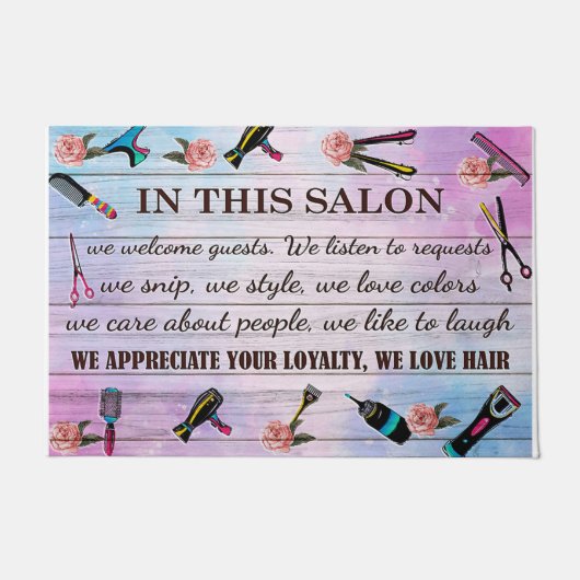 Paillasson In This Salon Doormat, We Love Hair Mat (Devant)