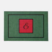 Paillasson Initiale sur Denim vert, Rouge & Blanc Dotée Suiss (Devant)
