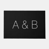 Paillasson Initiales monogrammes minimalistes en couple noir (Devant)