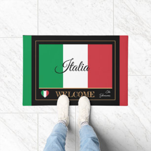 Paillasson Italie & Italie Drapeau maison mat / sports Bienve