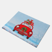 Paillasson Jack Russell Chien En Voiture Avec Le Père Noël (Incliné)