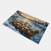 Paillasson Jack Russell Terrier Christmas Boat Holiday (Incliné)