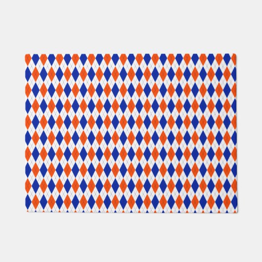 Paillasson Jacquard orange et bleu diamant (Devant)