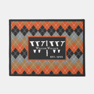 Paillasson Jacquard Preppy Jacquard gris orange Personnalisé
