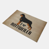 Paillasson J'adore mon chien Rottweiler rustique (Incliné)