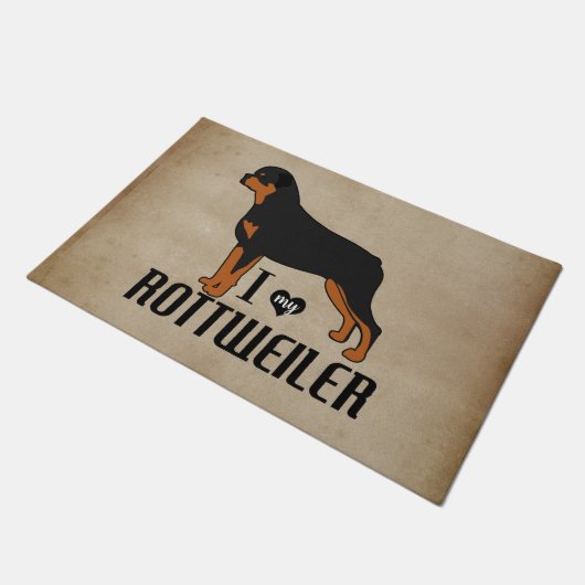 Paillasson J'adore mon chien Rottweiler rustique (Incliné)