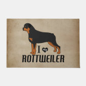 Paillasson J'adore mon chien Rottweiler rustique (Devant)