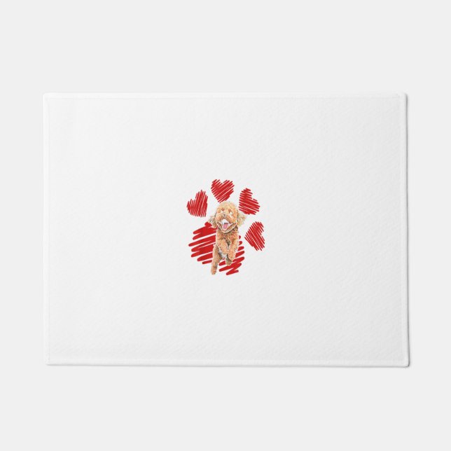 Paillasson J'Aime Mon Cockapoo Chien Paw Avec Valentines Coeu (Devant)