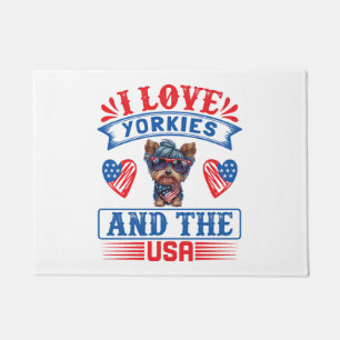 Paillasson J'aime Yorkies et les USA 01