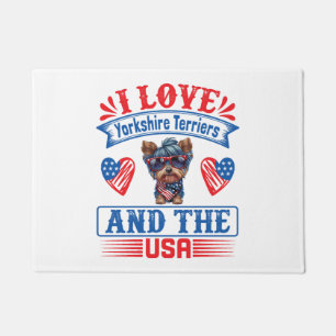 Paillasson J'aime Yorkshire Terriers et les USA 01