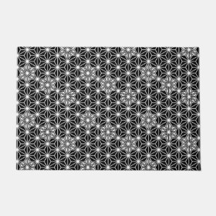 Paillasson Japonais Asanoha ou Star Motif, noir et blanc