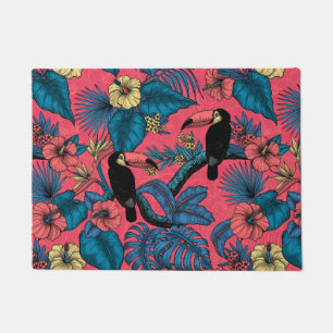 Paillasson Jardin toucan en rouge et bleu