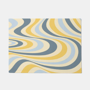 Paillasson Jaune et bleu abstrait design tourbillon