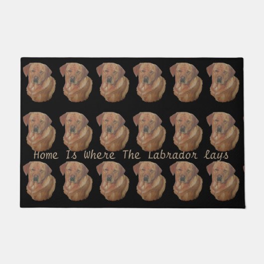 Paillasson jaune labrador retreiver chien portrait slogan amu (Devant)