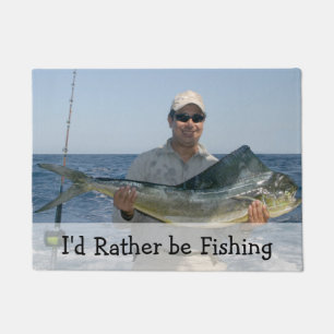 Paillasson Je préférerais être Pêcher Photo Porte-Mat Personn