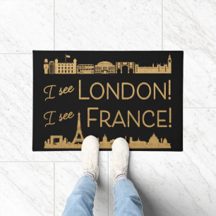Paillasson Je vois Londres Je vois France Gold & Black Funny