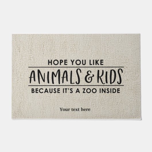 Paillasson J'espère que vous aimez les animaux et les enfants (Devant)