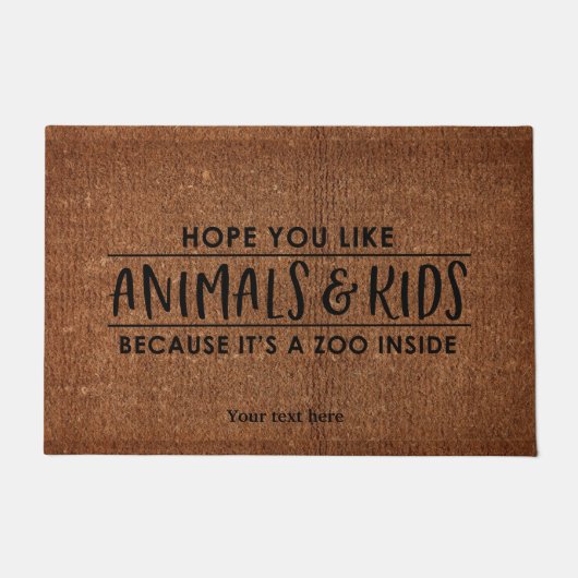 Paillasson J'espère que vous aimez les animaux et les enfants (Devant)